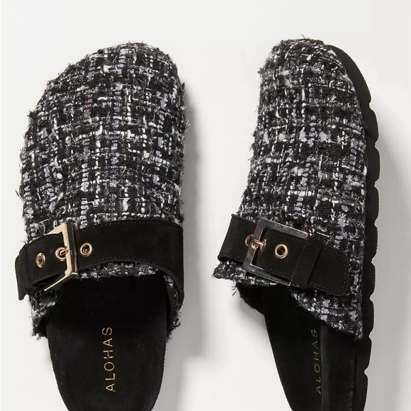 ALOHAS Black tweed slide clog sandal size 39 which is an 8 - 8.5 women’s - Picture 3 of 6